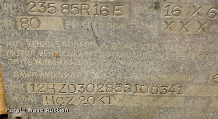 image for item OK9641 2005 Holden HCZ20KT  equipment trailer