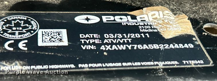 image for item OK9645 2011 Polaris Ranger Crew 800  utility vehicle