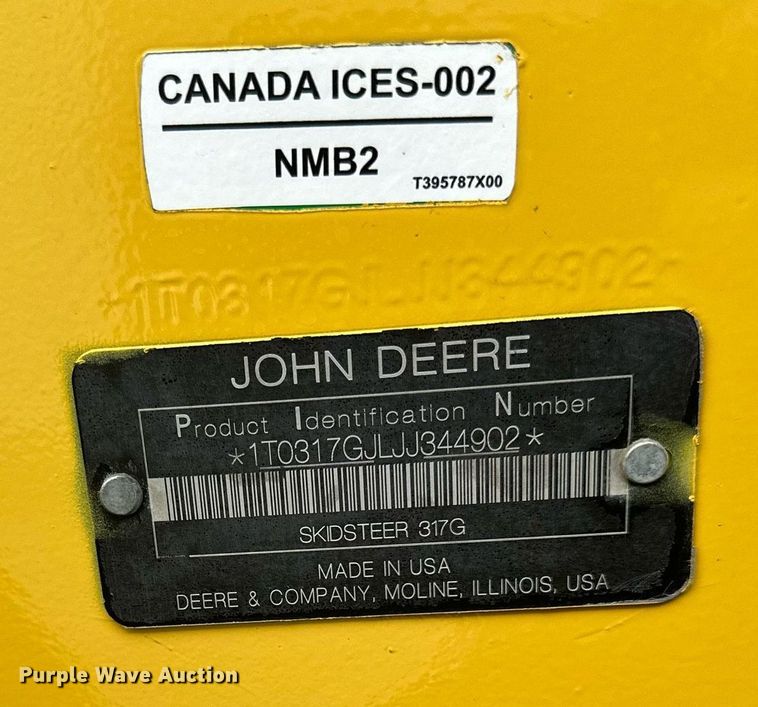 image for item AF9643 2019 John Deere 317G  tracked skid steer loader
