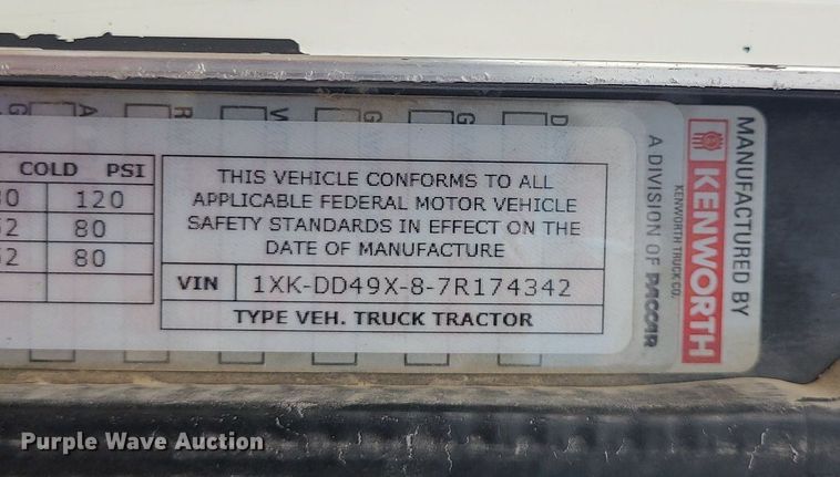 image for item BR9809 2007 Kenworth T800  dump truck