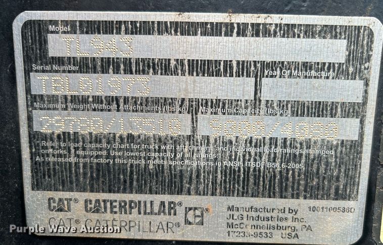 image for item DI7895 2012 Caterpillar TL943  telehandler