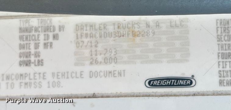 image for item DN3082 2013 Freightliner Business Class M2  forestry bucket truck