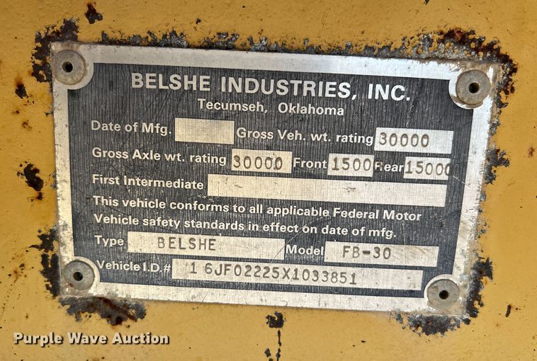 image for item DN3113 1999 Belshe FB-30  equipment trailer