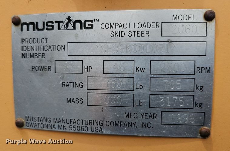 image for item DO2890 1996 Mustang 2060  skid steer loader