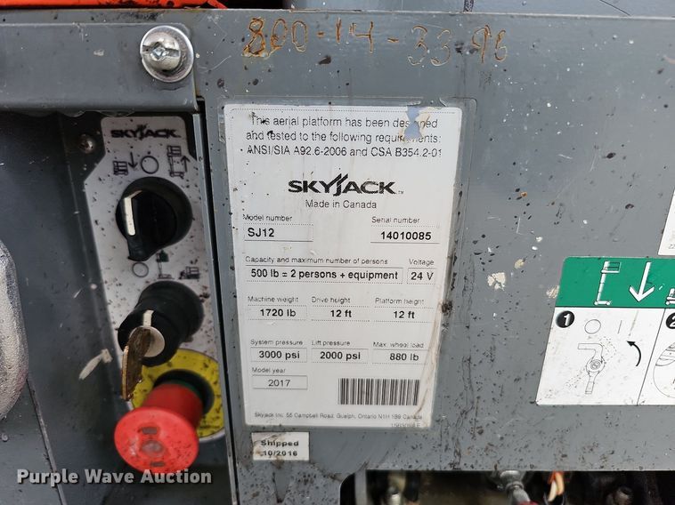 image for item DO2904 2017 Skyjack SJ12  vertical lift