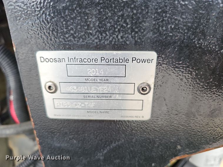 image for item DO2905 2014 Doosan P185WDZ-T4F  air compressor