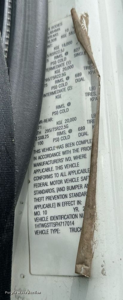 image for item DO5162 2015 International WorkStar 7400  dump truck