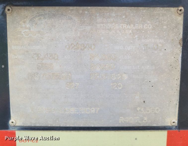 image for item DP5195 2008 Etnyre  equipment trailer