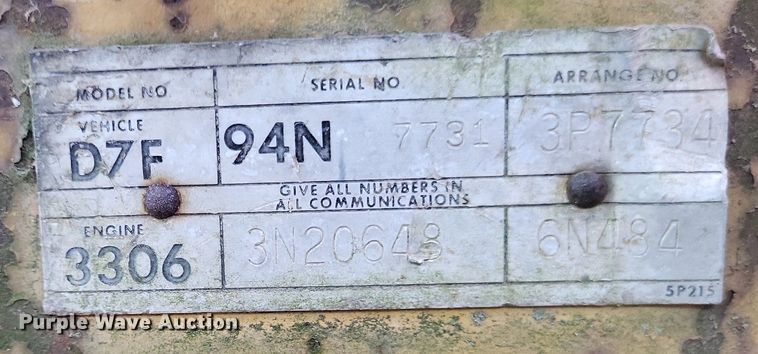 image for item DP5201 1974 Caterpillar D7F  dozer