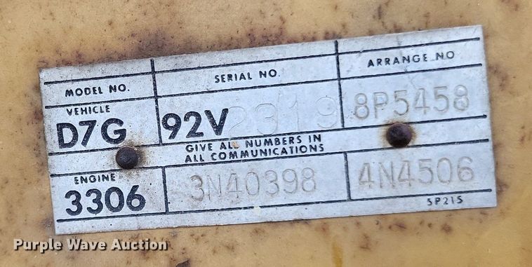 image for item DP5202 1975 Caterpillar D7G  dozer