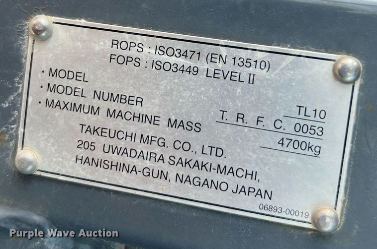 image for item DQ2114 2016 Takeuchi TL10  tracked skid steer loader