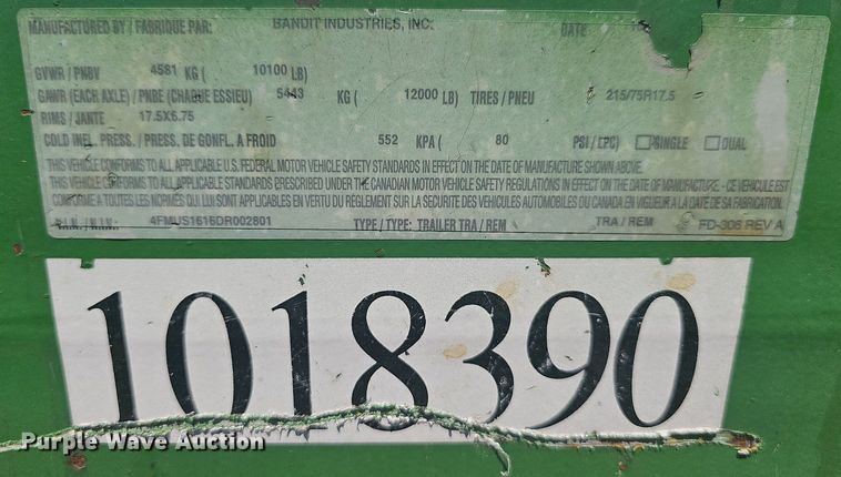 image for item DR3415 2013 Bandit 1590XP  wood chipper