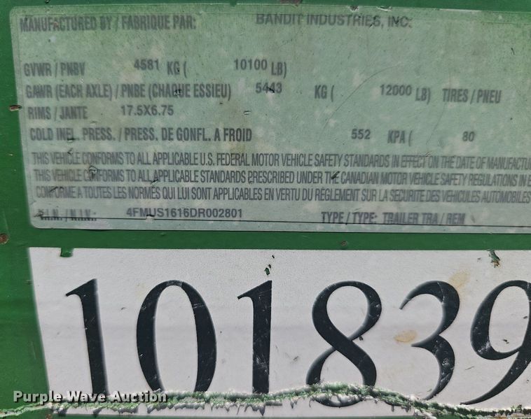 image for item DR3415 2013 Bandit 1590XP  wood chipper