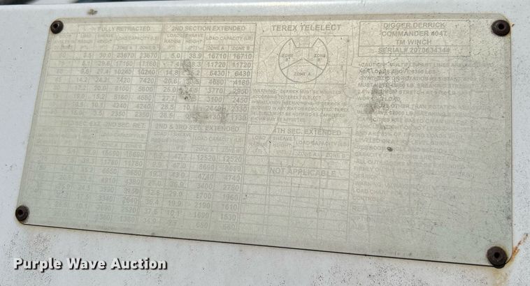 image for item KW9188 2007 Ford F750  digger derrick truck