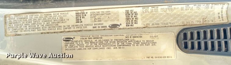 image for item KW9191 2008 Sterling Acterra  drilling rig truck