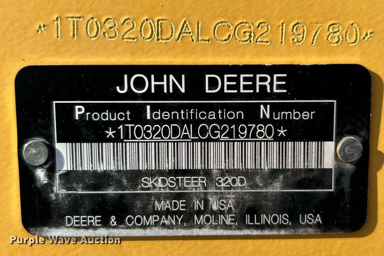 image for item KW9193 2012 John Deere 320D  skid steer loader