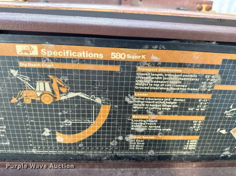 image for item KW9197 1992 Case 580 Super K  backhoe