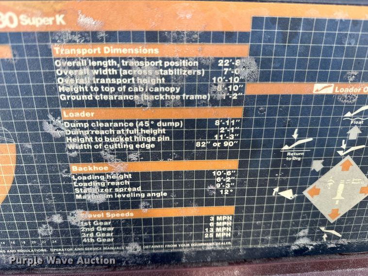 image for item KW9197 1992 Case 580 Super K  backhoe