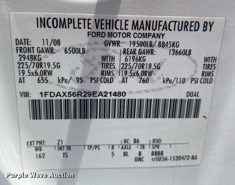 image for item KW9263 2009 Ford F550  SuperCab utility / service truck