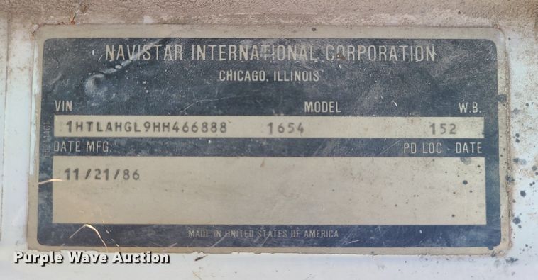 image for item LE9150 1987 International 1654  dump truck