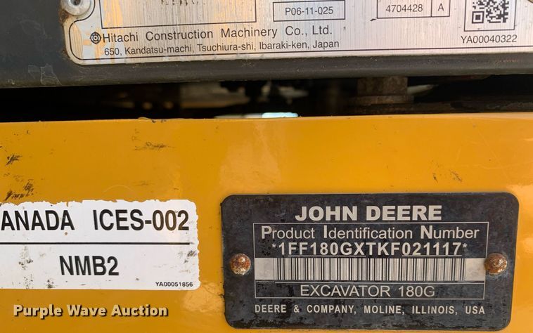 image for item LH9717 2019 John Deere 180G LC  excavator