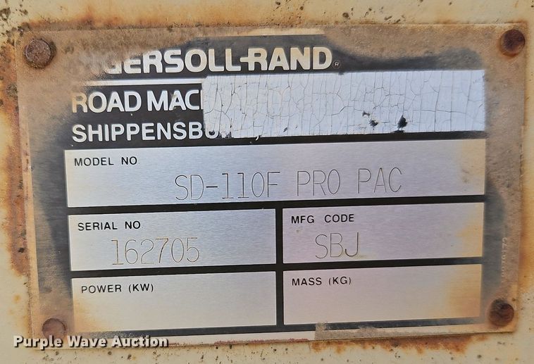 image for item LM9067 2000 Ingersoll Rand SD-110F  single drum vibratory roller