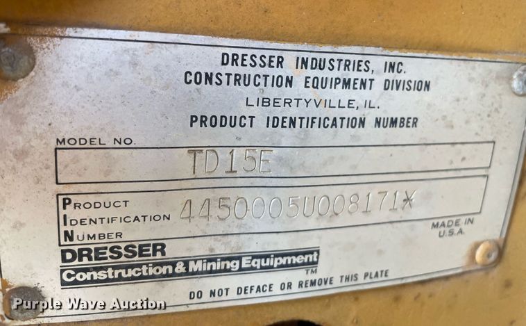 image for item LS9330 1988 Dresser TD15E  dozer