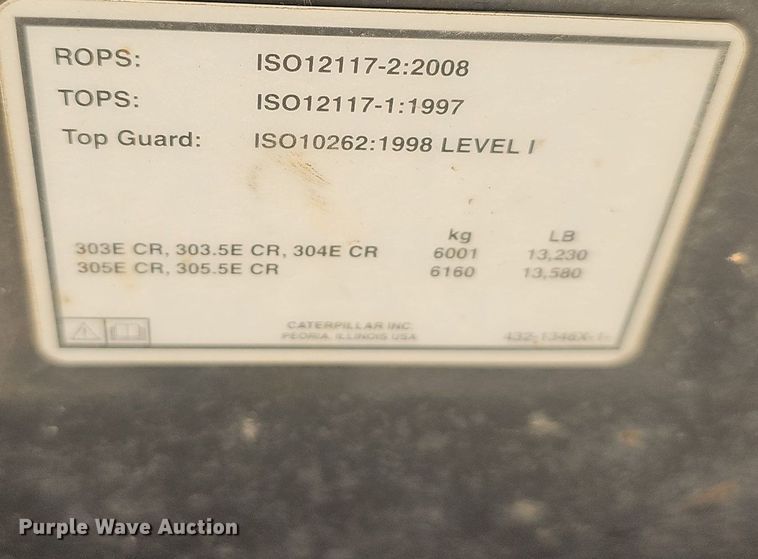 image for item LW9697 2015 Caterpillar 303E CR  mini excavator