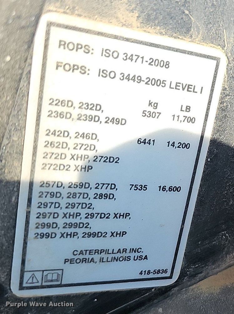 image for item LW9733 2019 Caterpillar 299D2  tracked skid steer loader