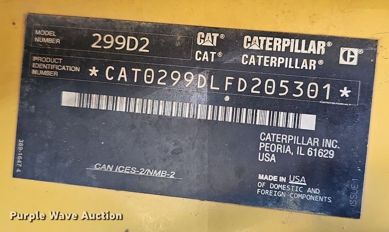 image for item LW9733 2019 Caterpillar 299D2  tracked skid steer loader