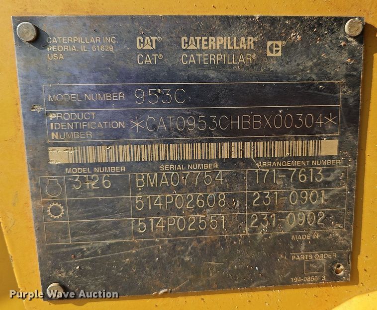 image for item LW9734 2004 Caterpillar 953C  track loader