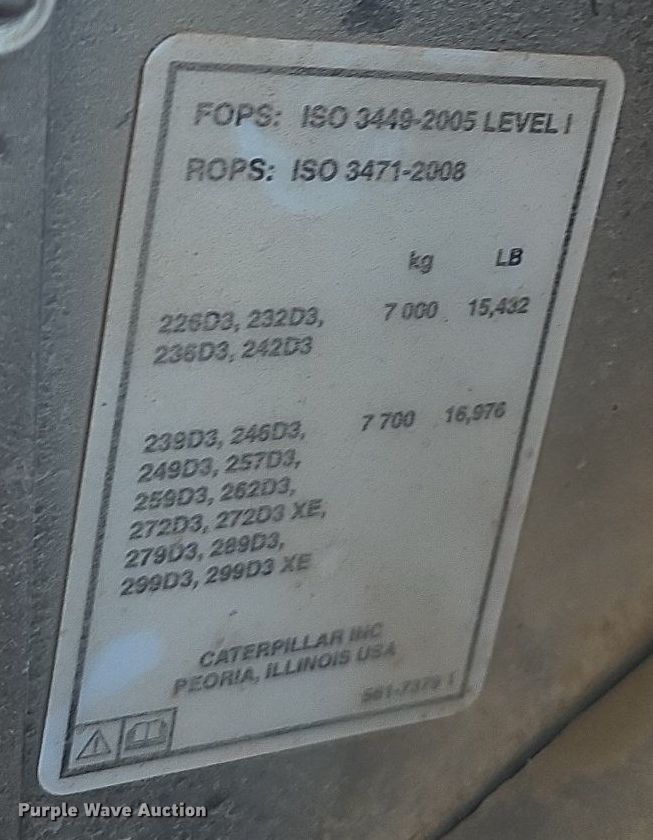 image for item LW9735 2019 Caterpillar 299D3  tracked skid steer loader