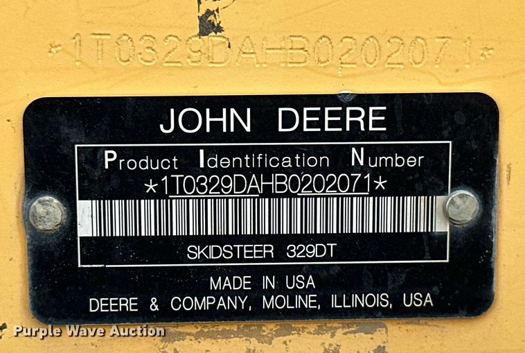 image for item MB9649 2011 John Deere 329D  tracked skid steer loader