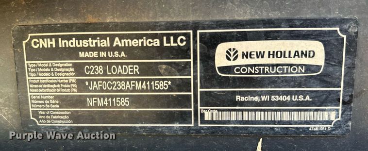 image for item MB9682 2015 New Holland C238  tracked skid steer loader