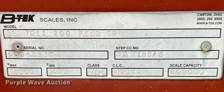 image for item MG9341 Btek BS7011200FECDSP  truck scale