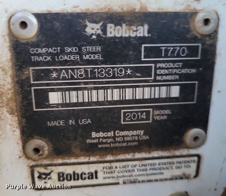 image for item ML9504 2014 Bobcat T770  tracked skid steer loader