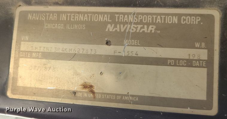 image for item MO9907 1989 International F2554  dump truck