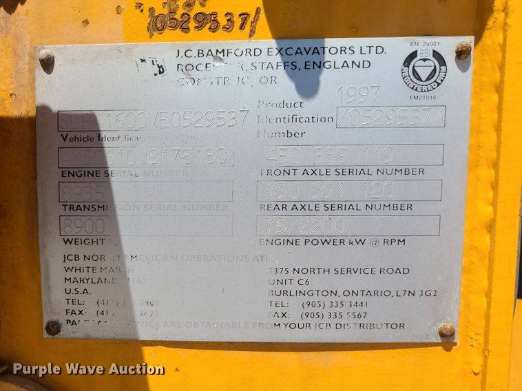 image for item MO9988 1997 JCB 416B  wheel loader