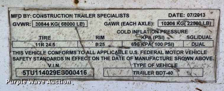 image for item NB9096 2014 CTS BDT-40  bottom dump trailer