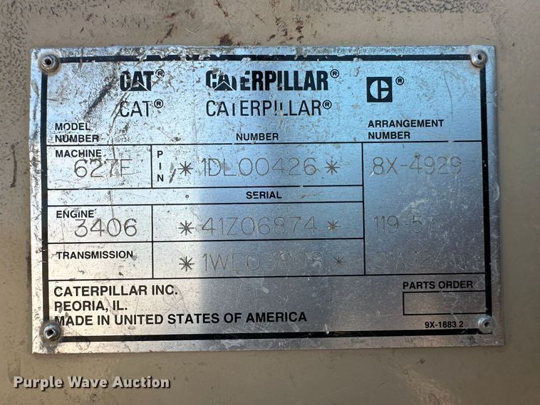 image for item NM9325 1997 Caterpillar 627F  scraper