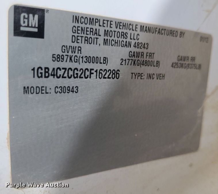 image for item NX9626 2012 Chevrolet Silverado 3500HD  Crew Cab flatbed pickup truck