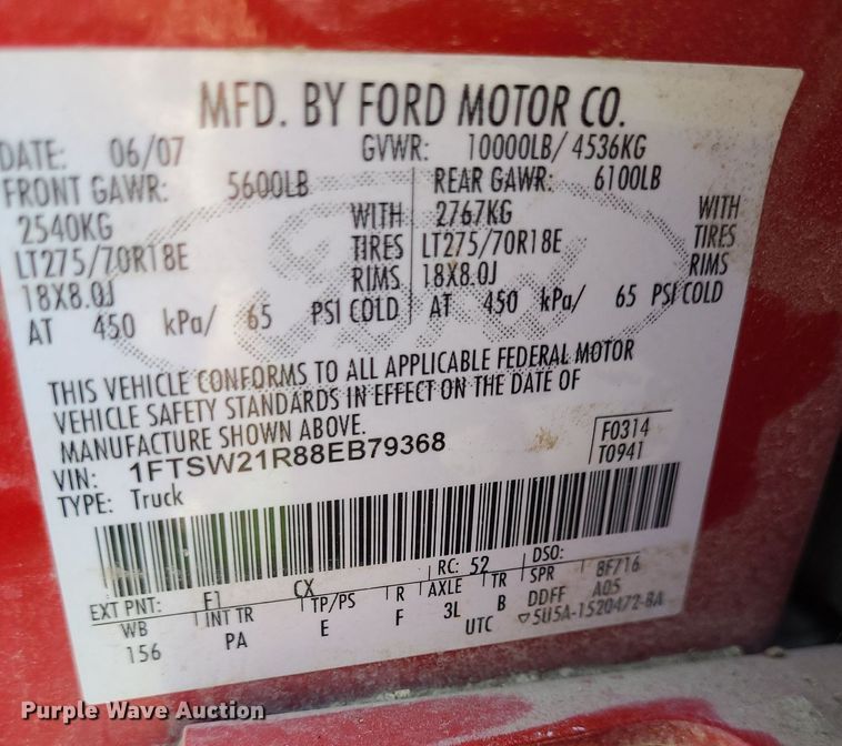 image for item NX9635 2008 Ford F250 Super Duty  Crew Cab pickup truck