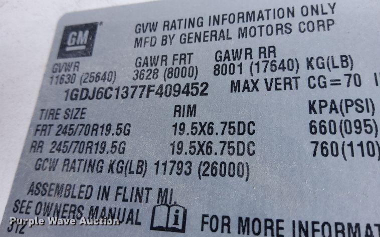 image for item OK9608 2007 GMC C6500  flatbed truck