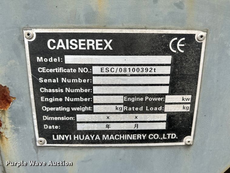 image for item OK9613 2012 Caiserex CS915  wheel loader