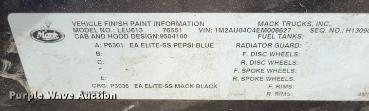 image for item DK1751 2014 Mack LEU613  refuse truck