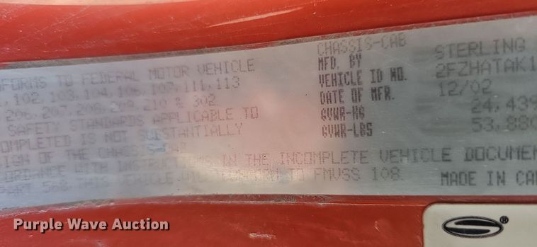 image for item DN8581 2003 Sterling LT7500  dump truck