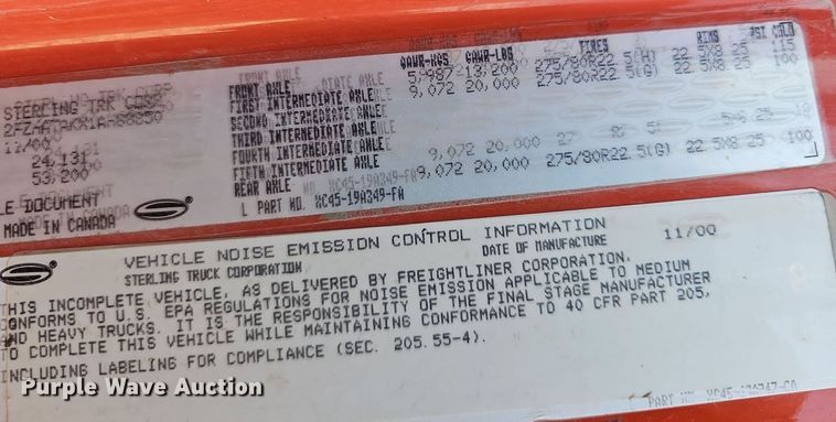 image for item DN8582 2001 Sterling LT7500  dump truck