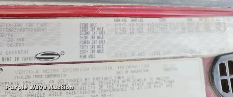 image for item DN8584 2007 Sterling L9500  dump truck