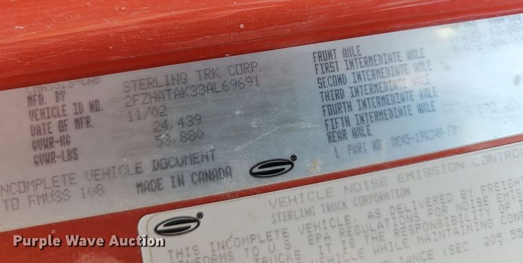 image for item DN8585 2003 Sterling LT7500  dump truck