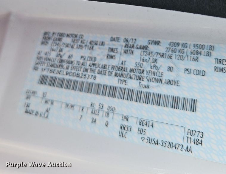 image for item DN8610 2012 Ford E350 Super Duty  van